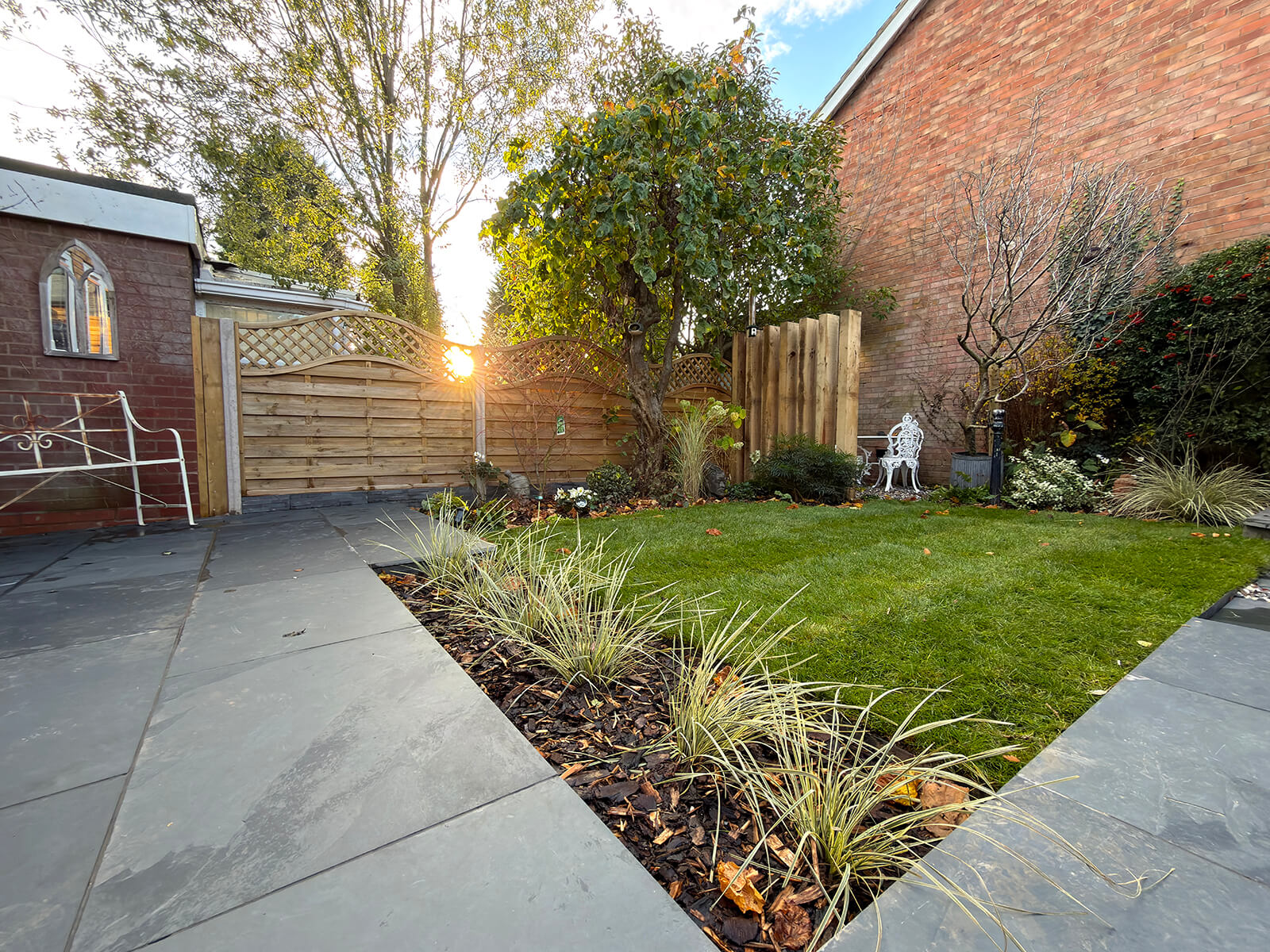 Garden Design with Patio Area and Planting Scheme